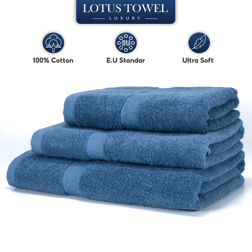 Khăn Tắm 70x140cm, 60x120cm, 50x100cm LOTUS TOWEL 100% Cotton Cao Cấp Mềm Mịn Thấm Hút Không Ra Màu