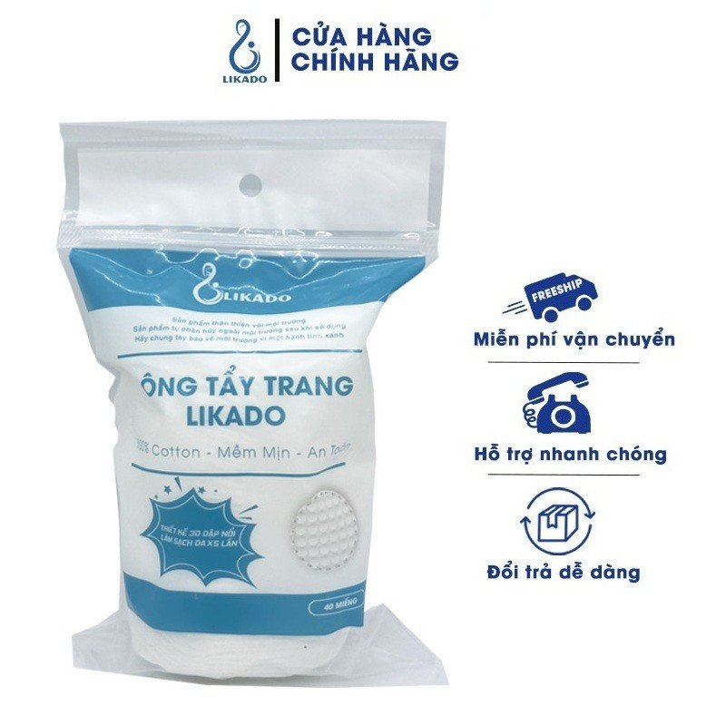 Bông tẩy trang Likado 40 miếng tiện lợi mang đi du lịch (bông cây)