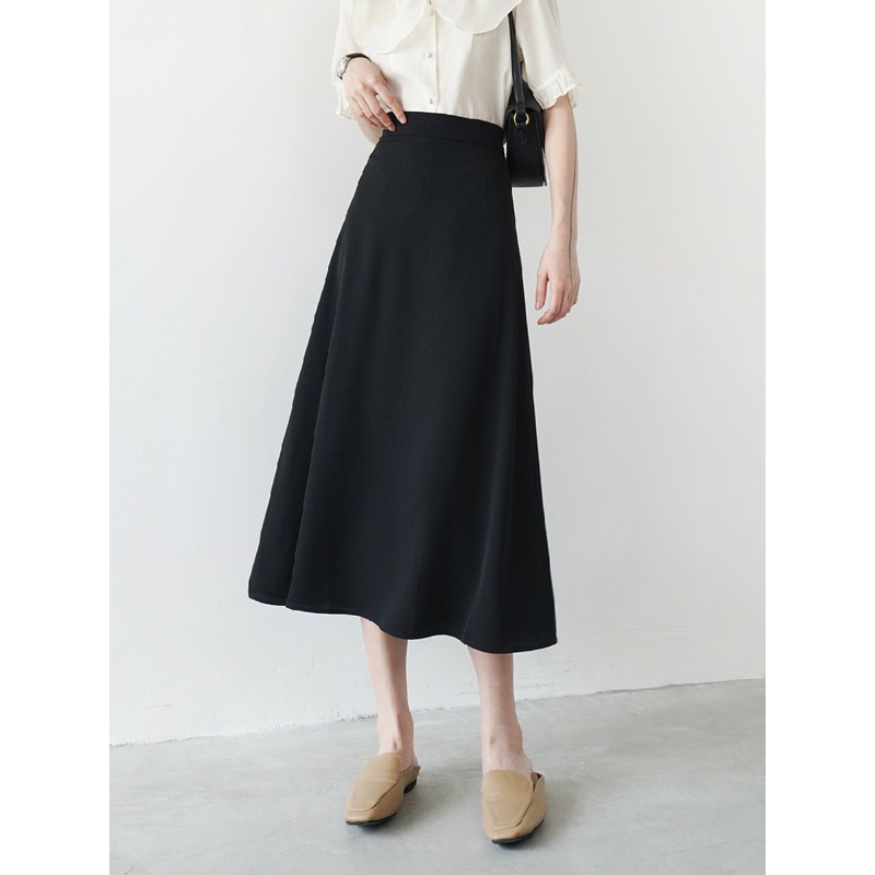Chân váy xoè dài có túi 2 bên, Chân váy công sở xoè dáng dài