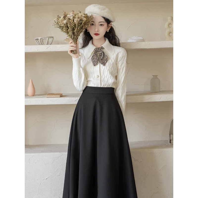 Chân váy xoè dài có túi 2 bên, Chân váy công sở xoè dáng dài