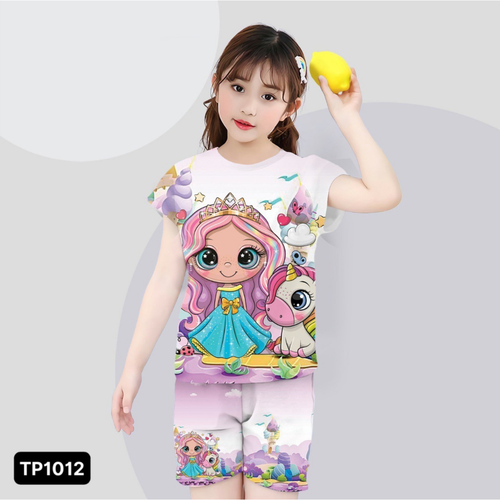 Đồ bộ bé gái thun lạnh in hình 3D Ngẫu nhiên KUNKUN KID TP1000/01/11/12 - Quần áo trẻ em size đại từ 10-60kg