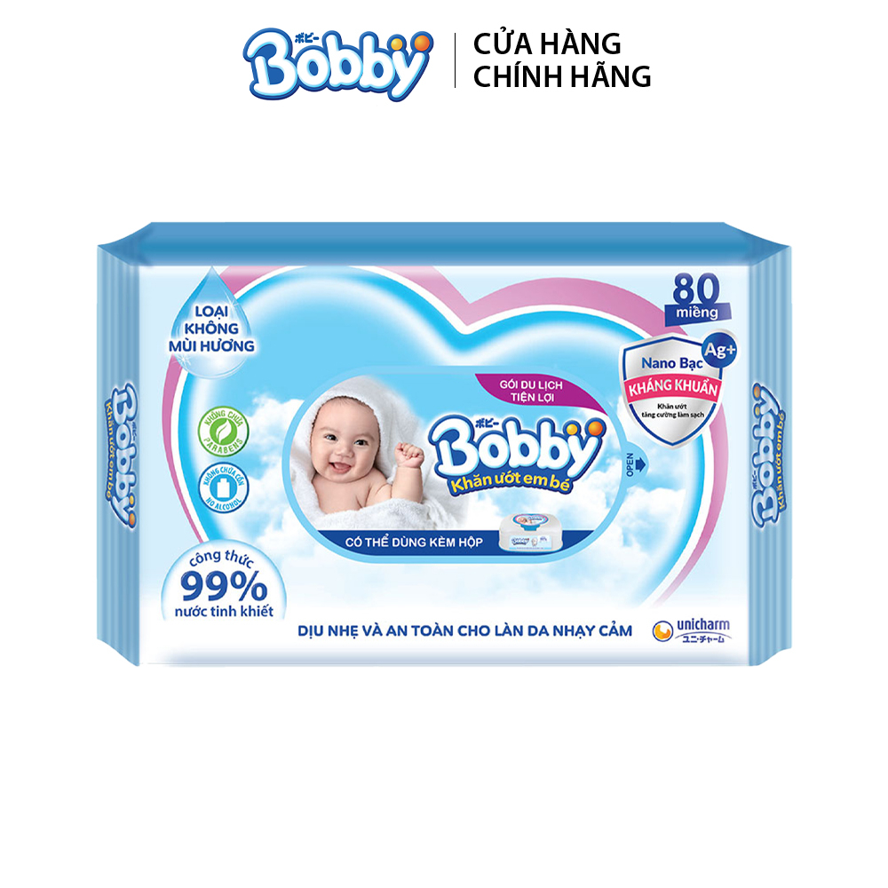 [GIFT] Khăn ướt Bobby Care không hương 80 miếng