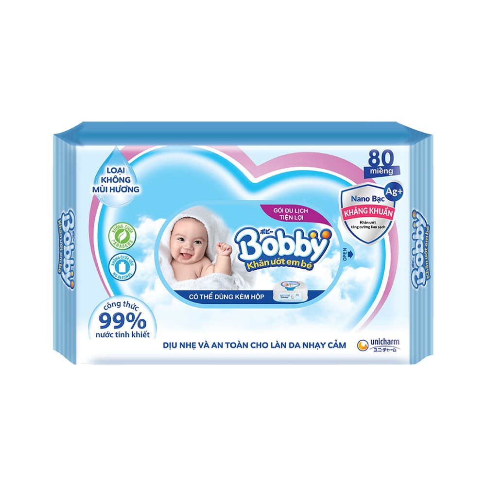 [GIFT] Khăn ướt Bobby Care không hương 80 miếng