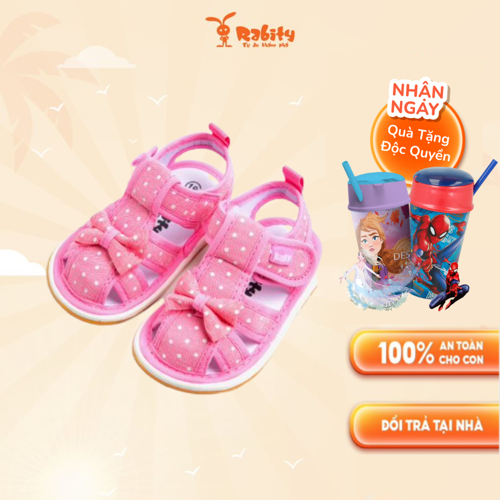 Giày tập đi cho bé gái Rabity dép chống trượt mềm mại cho trẻ em 22009