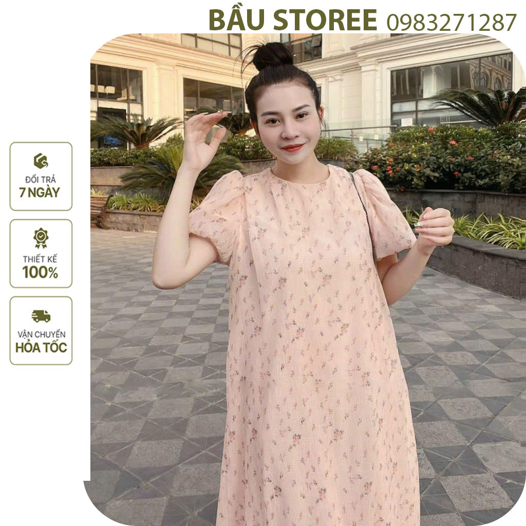VÁY BẦU CÔNG SỞ DỰ TIỆC LOẠI ĐẸP-ĐẦM BẦU BABAYDOLL XUÔNG HOA NHÍ DÁNG DÀI TAY PHỒNG VẢI VOAN 2