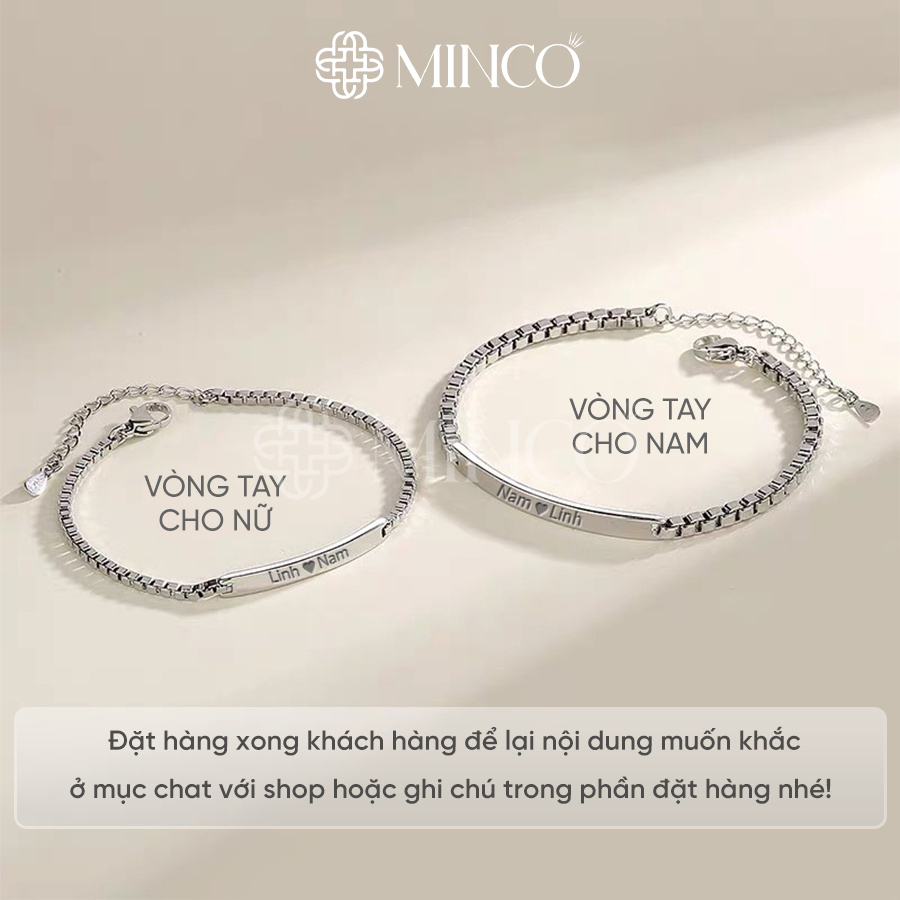 Vòng Tay Cặp Minco Accessories Lắc tay đôi nam nữ màu bạc 925 khắc tên theo yêu cầu phụ kiện thời trang nam nữ đẹp LT01