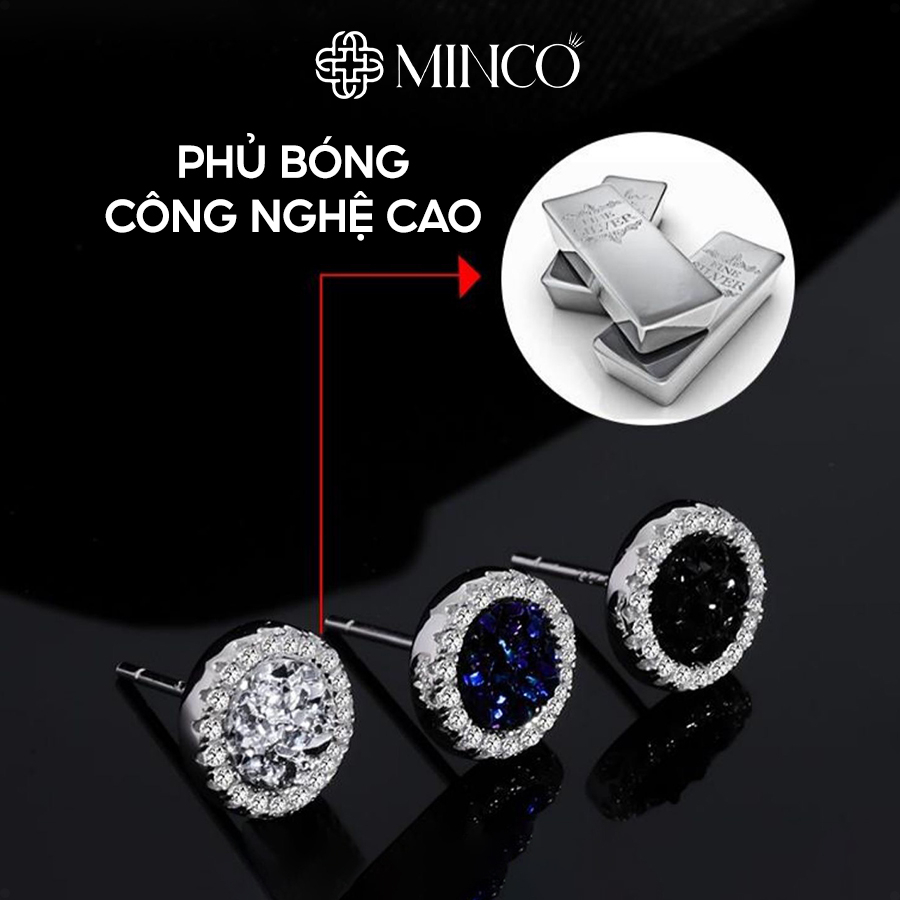 Khuyên tai nam tròn trắng đen Minco Accessories bông tai phong cách hiphop cá tính BT251