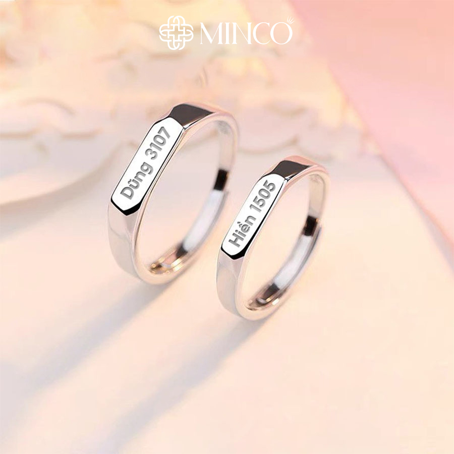 Nhẫn đôi Minco Accessories nhẫn cặp khắc tên theo yêu cầu basic trơn phong cách trẻ trung năng động freesize ND01