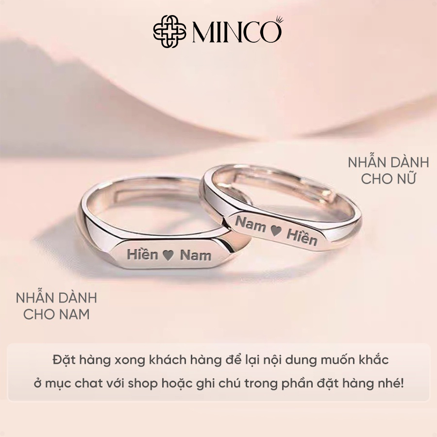 Nhẫn đôi Minco Accessories nhẫn cặp khắc tên theo yêu cầu basic trơn phong cách trẻ trung năng động freesize ND01