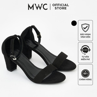 Giày MWC 3502 - Giày Cao Giót Bít Gót 7cm, Giày Cao Gót Quai Ngang, Cao Gót Quai Hậu Đế Vuông Trẻ Trung
