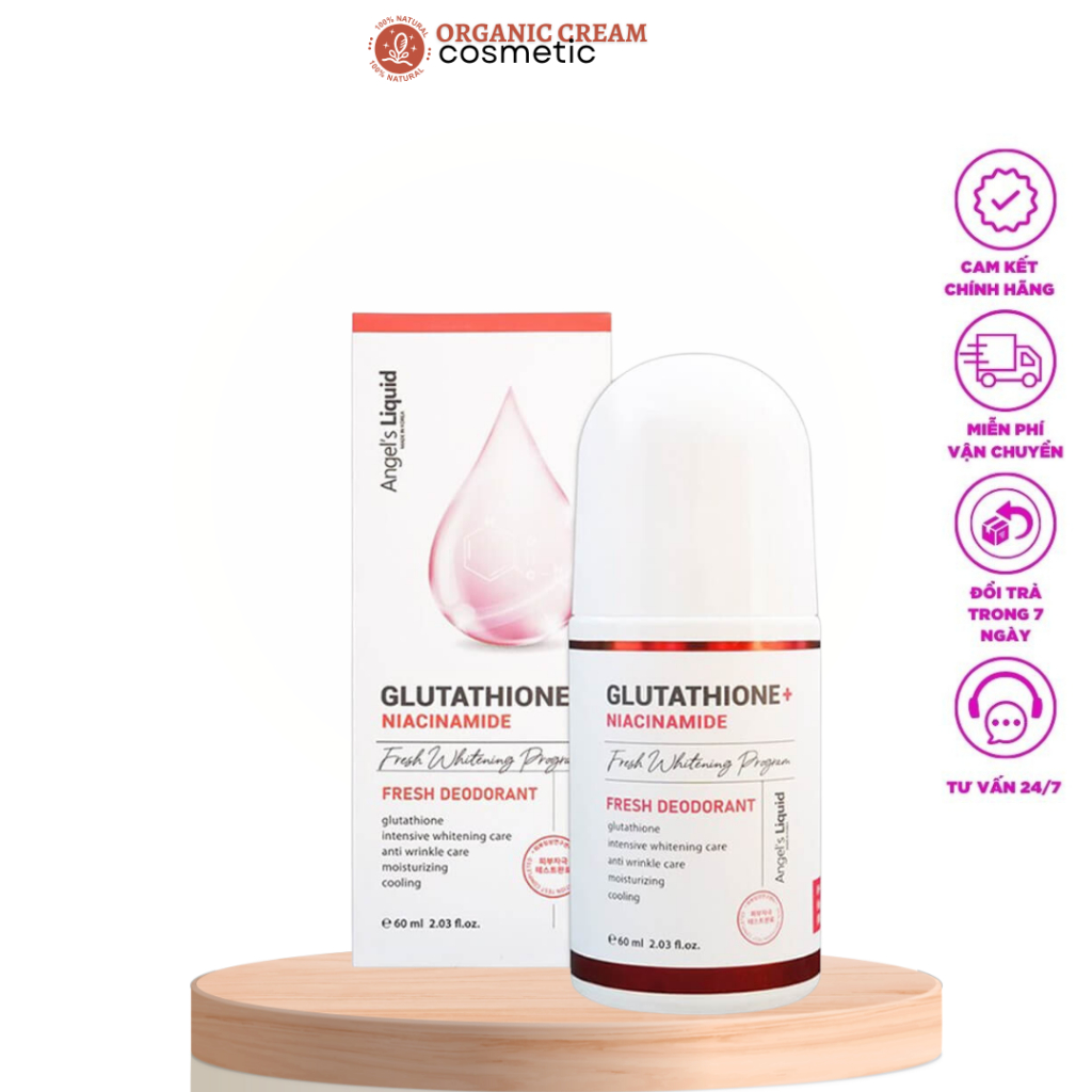 Lăn nách Angel's Liquid Glutathione khử mùi dưỡng trắng da 60ml Chính hãng