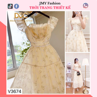 V3674, RC307 Váy kem hoa nhí cổ xếp ly tay bèo vintage [DVC&Rency] váy hoa nhí xoè dài nữ tính