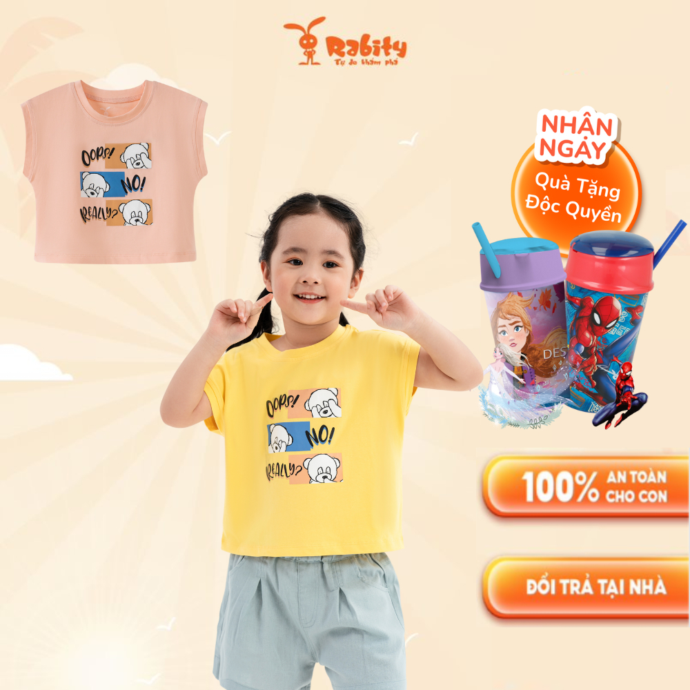 Áo croptop bé gái áo thun hàn quốc cho bé sát nách áo mùa hè Rabity dễ thương chất cotton co giãn thoải mái 93156