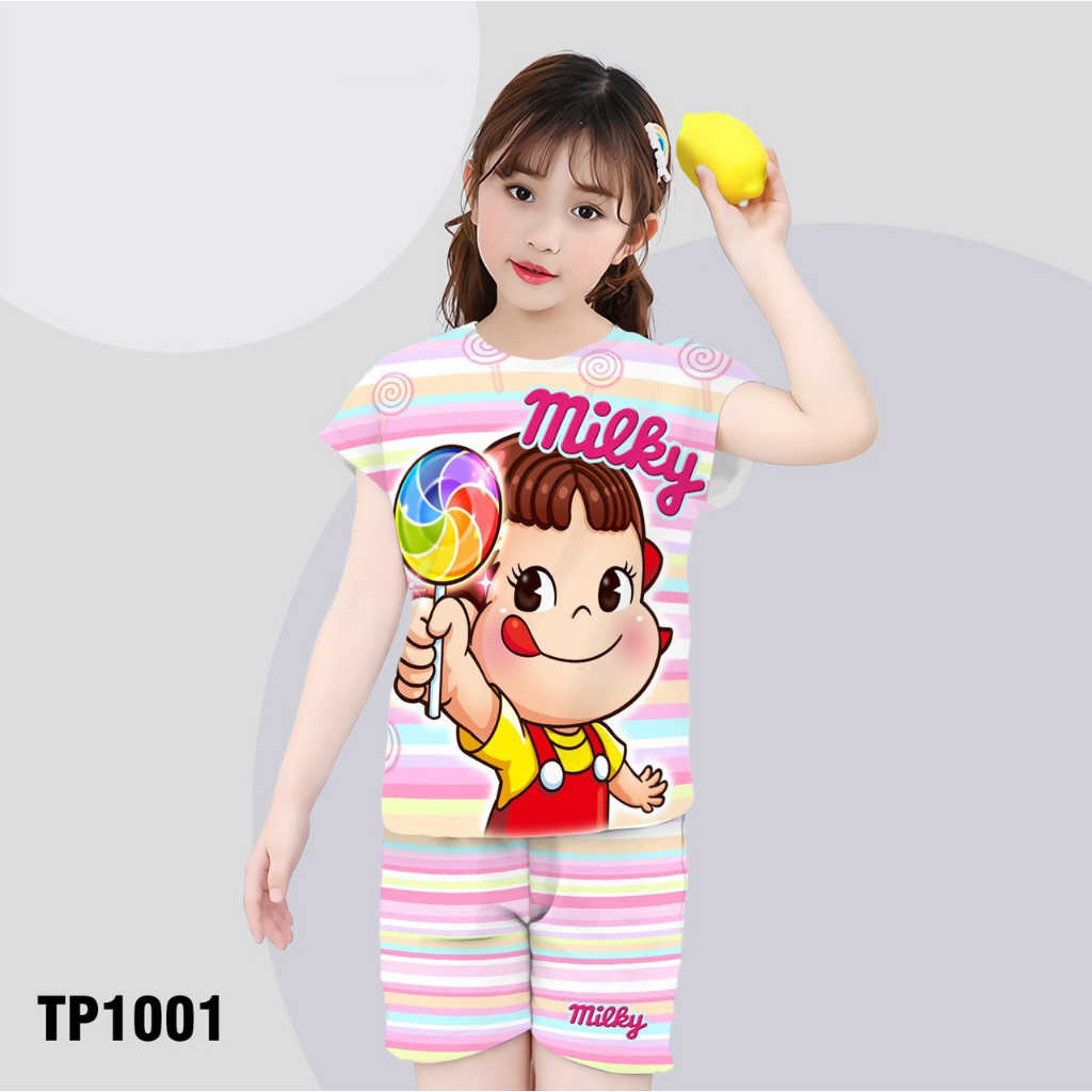 Đồ bộ bé gái thun lạnh in hình 3D Ngẫu nhiên KUNKUN KID TP1000/01/11/12 - Quần áo trẻ em size đại từ 10-60kg