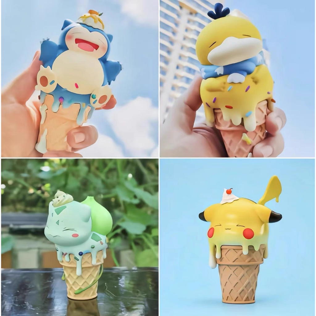 Mô hình Pokemon dạng kem ốc quế Snorlax, Bulbasaur, Pikachu, Psyduck siêu đáng yêu