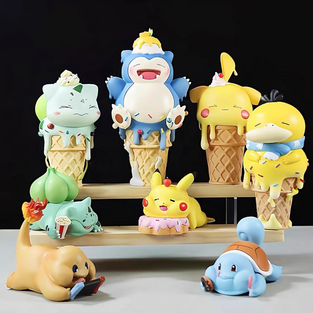 Mô hình Pokemon dạng kem ốc quế Snorlax, Bulbasaur, Pikachu, Psyduck siêu đáng yêu