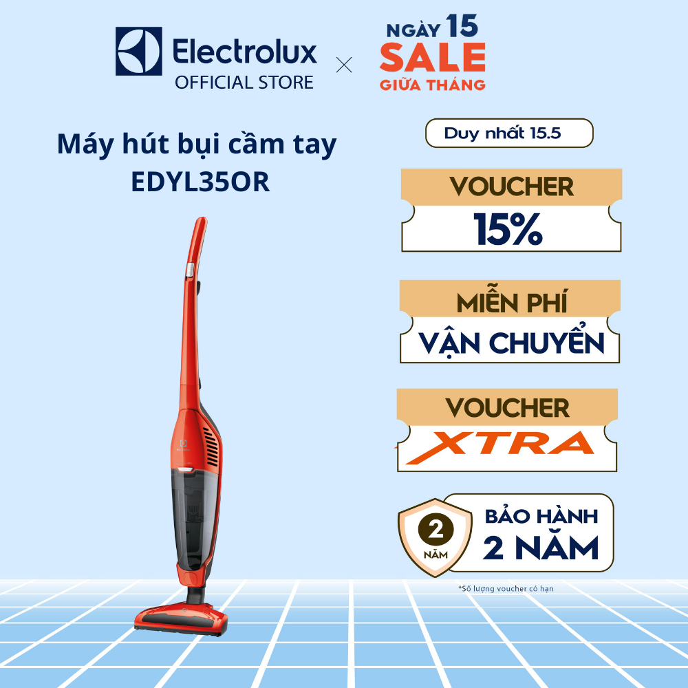 Máy hút bụi cầm tay Dynamica Electrolux 800W EDYL35OR, dạng cây tiện lợi, thanh lịch