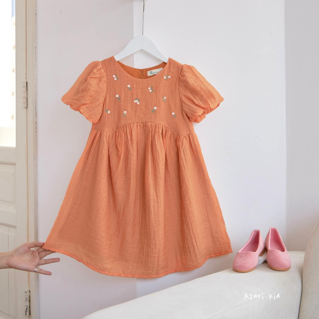 ĐẦM TƠ XỐP NHÚN THÊU HOA LITI- ZUNKids