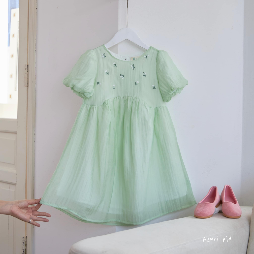 ĐẦM TƠ XỐP NHÚN THÊU HOA LITI- ZUNKids