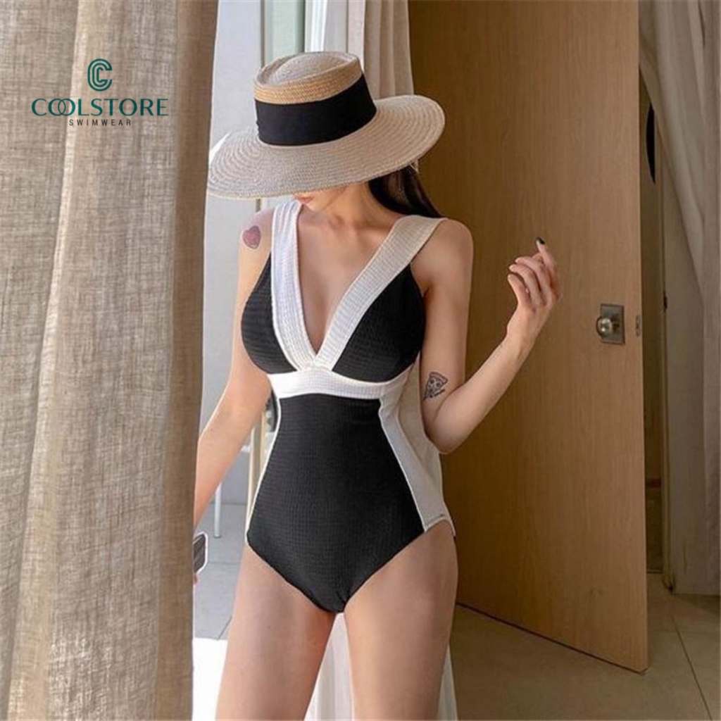 Bikini Đồ Bơi Cao Cấp Đồ Biển Sexy liền mảnh cổ V sang chảnh Bikini_Coolstore