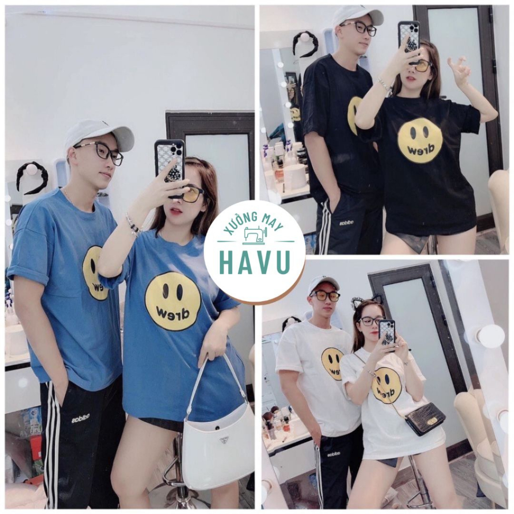 Áo phông unisex cộc tay in hình Brew mặt cười - Thun form rộng cổ tròn, pull dáng suông phong cách cá tính ulzzang