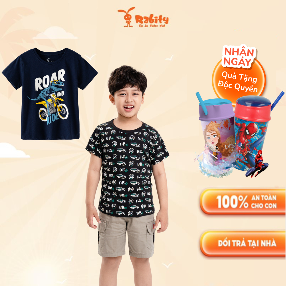 Áo bé trai áo thun ngắn tay cho bé trai Rabity cotton thoáng mát co giãn 92243