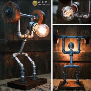 Đèn đẩy tạ gymmer - đèn ống sắt cổ điển wisdecor