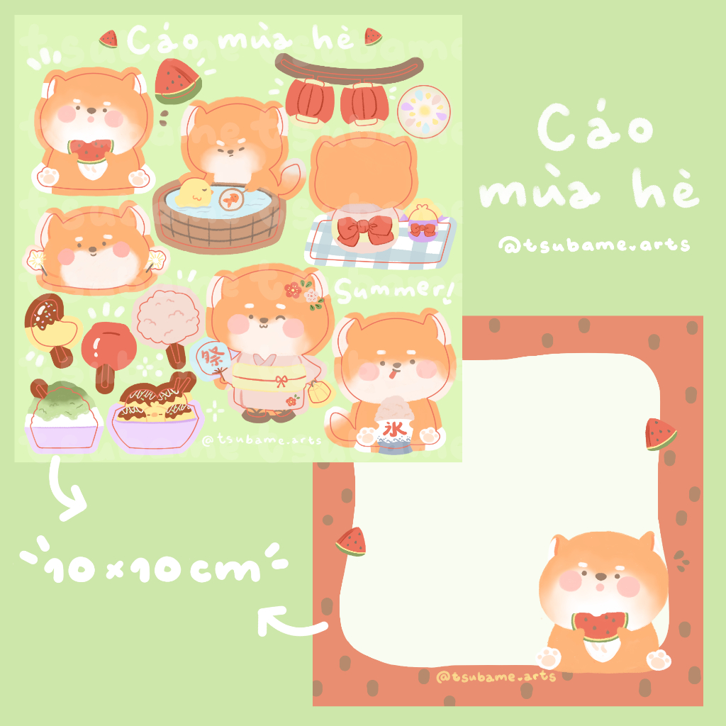Sticker sheet dễ thương CÁO MÙA HÈ | TSUBAME.ARTS