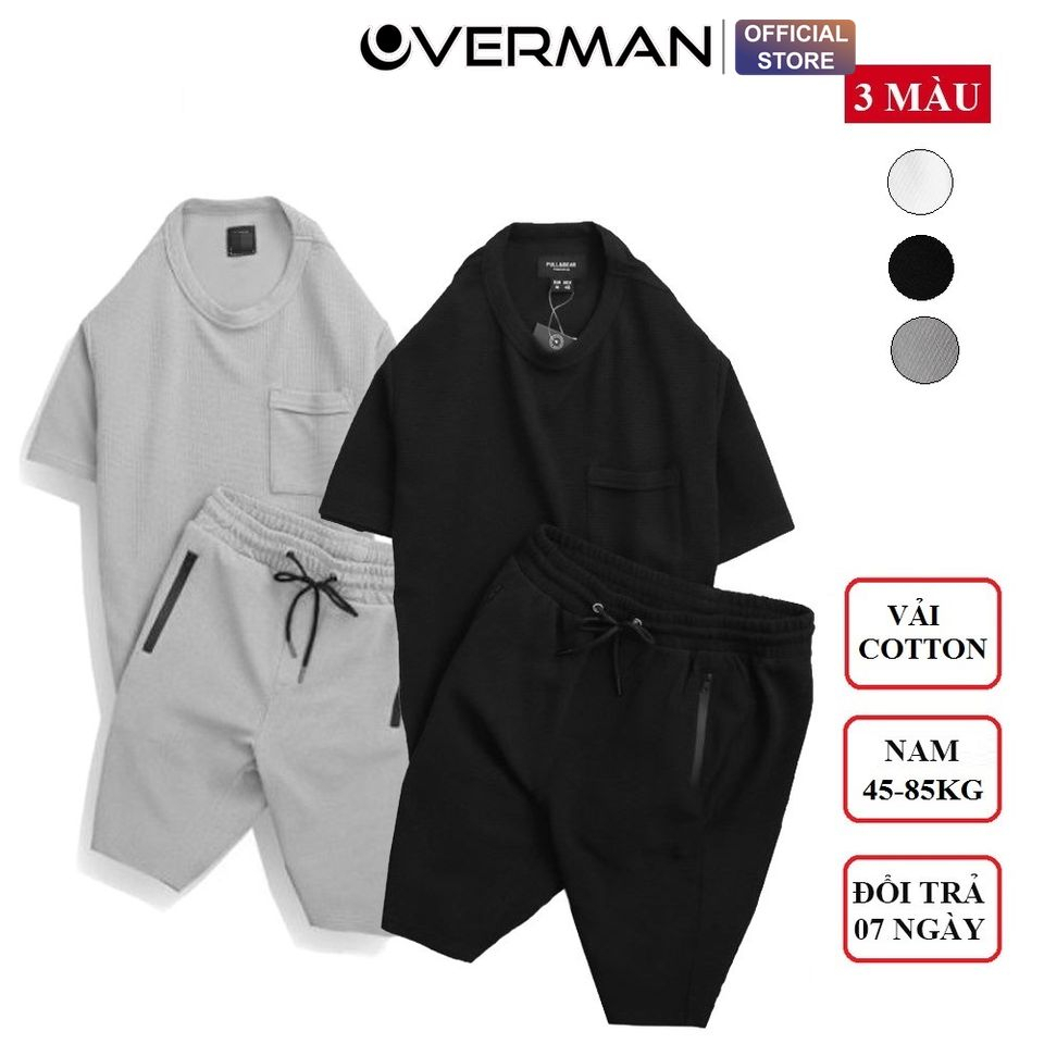 Bộ đồ nam thể thao nam chất xốp Thái cotton mặc nhà, chơi thể thao mùa hè co dãn thoáng mát BX01 - OVERMAN