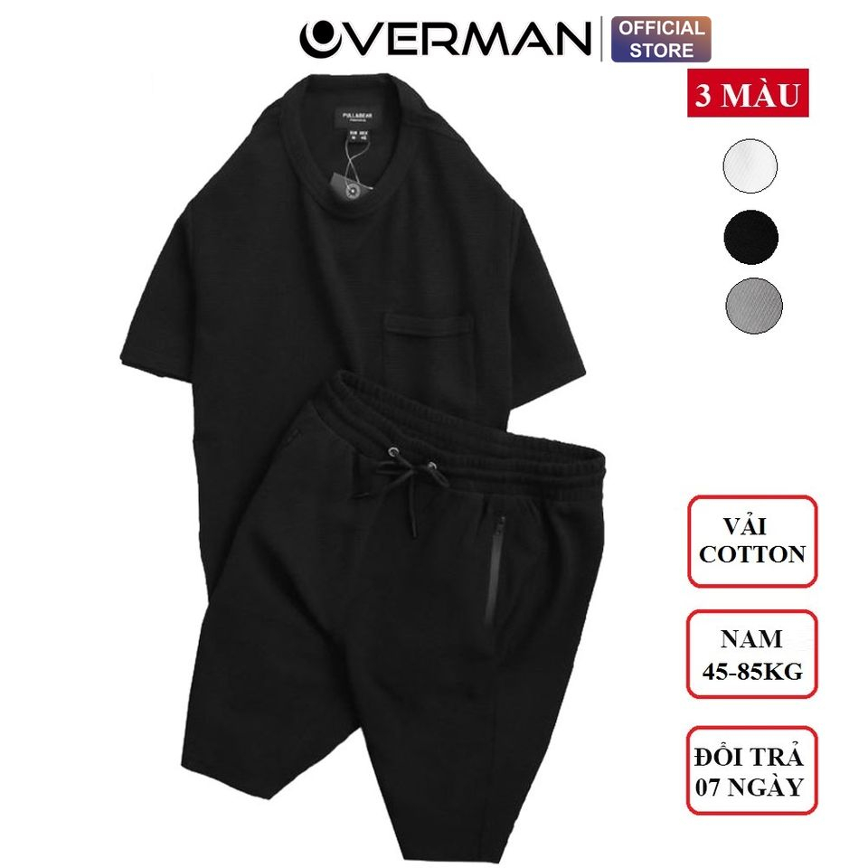 Bộ đồ nam thể thao nam chất xốp Thái cotton mặc nhà, chơi thể thao mùa hè co dãn thoáng mát BX01 - OVERMAN