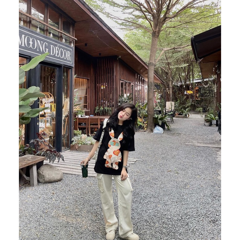 ♥️ SET ÁO THUN IN KÈM QUẦN SUÔNG CULOTTES NÂU  ♥️