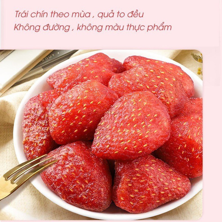 Dâu tây sấy dẻo nguyên vị không đường Nhà Lá Đẹp Da Chống Lão Hóa