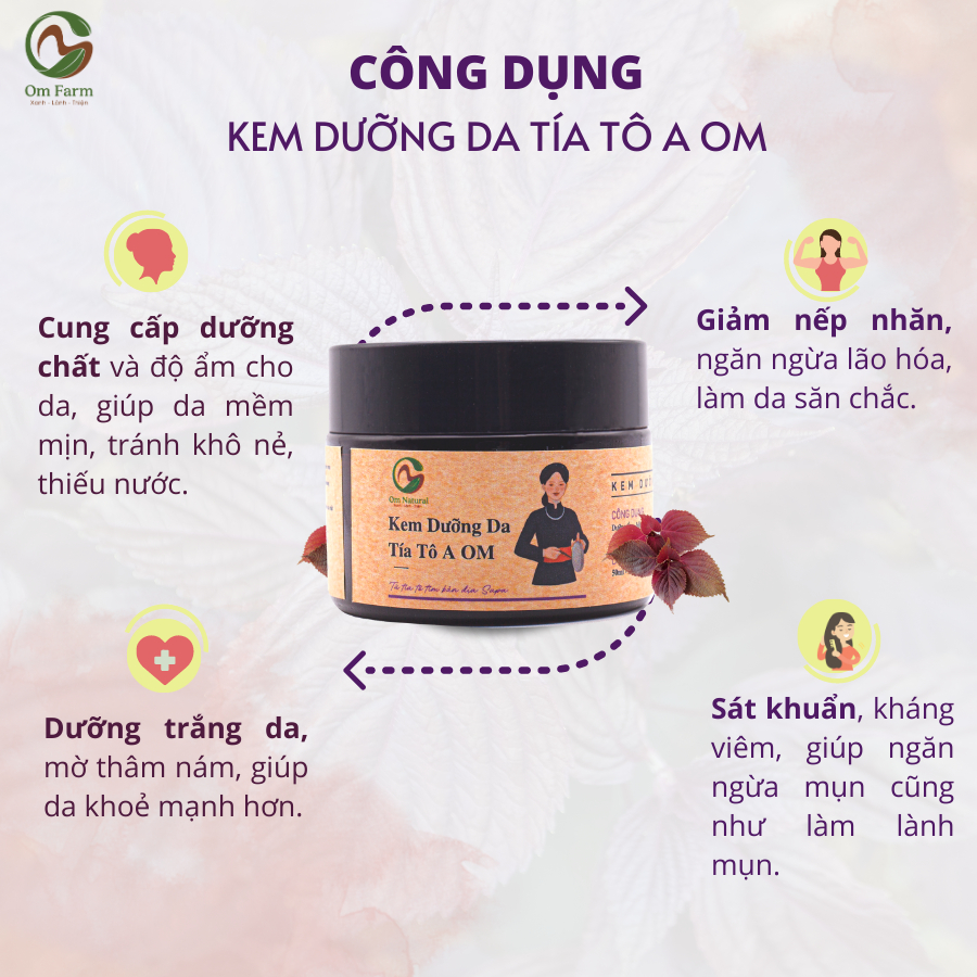 Kem Dưỡng Da Ẩm Tía Tô Giảm Nám A Om 50g