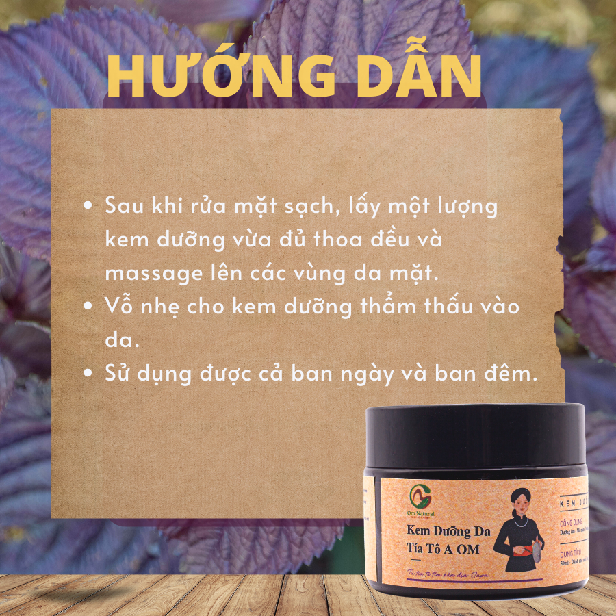 Kem Dưỡng Da Ẩm Tía Tô Giảm Nám A Om 50g