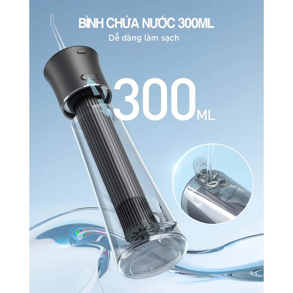 Tăm nước Fairywill F30/FW5020E thương hiệu Mỹ dễ sử dụng- 300ML- 5 chế độ- Pin 70 ngày- 6 đầu tăm- Chống nước 2 lớp | BigBuy360 - bigbuy360.vn