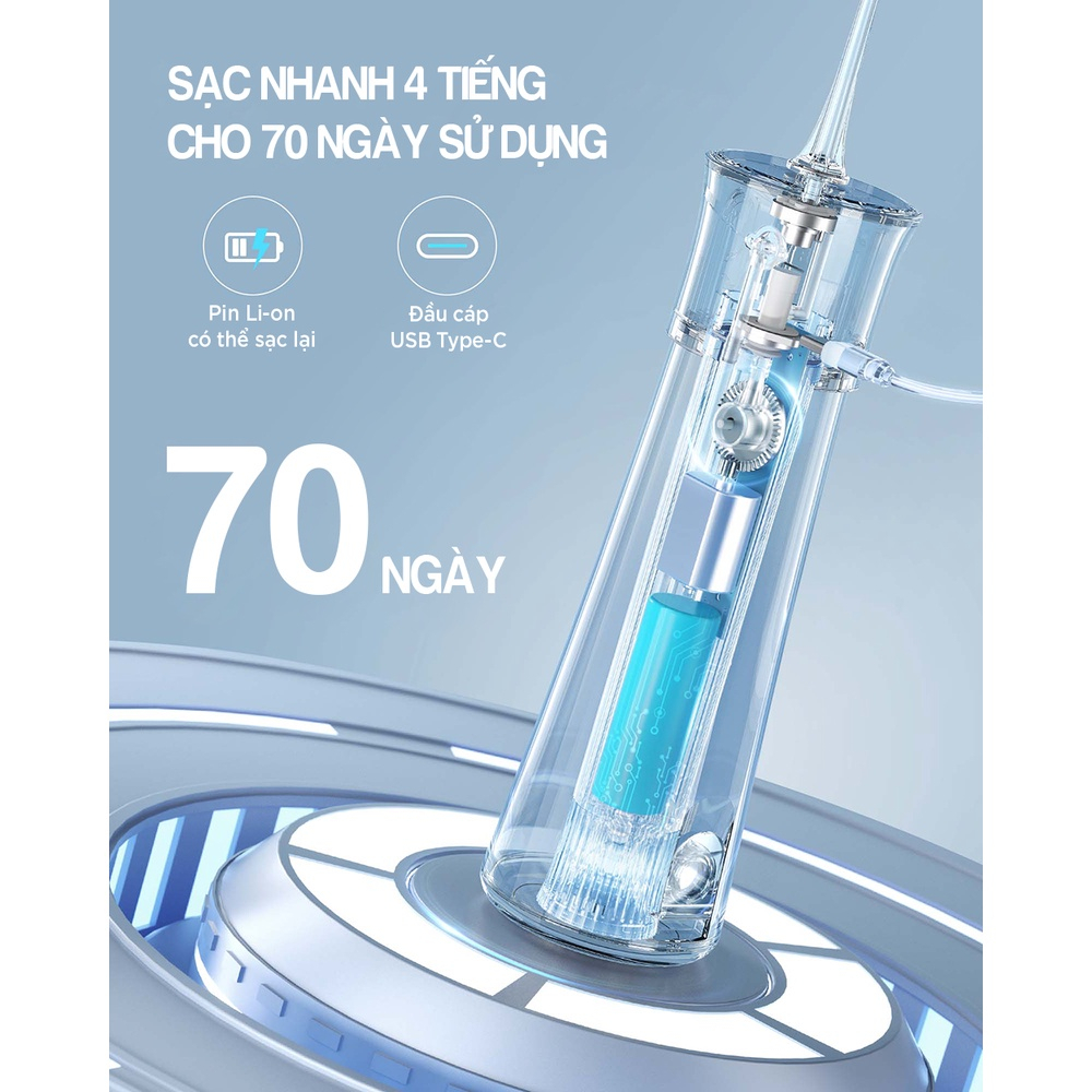 Tăm nước Fairywill F30/FW5020E thương hiệu Mỹ dễ sử dụng- 300ML- 5 chế độ- Pin 70 ngày- 6 đầu tăm- Chống nước 2 lớp | BigBuy360 - bigbuy360.vn