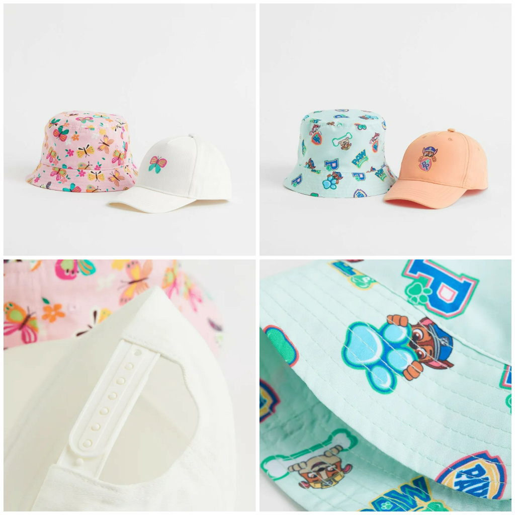 Set 2 mũ lưỡi trai bucket butterfly paw patrol 1063479 HM H&M_authentic US