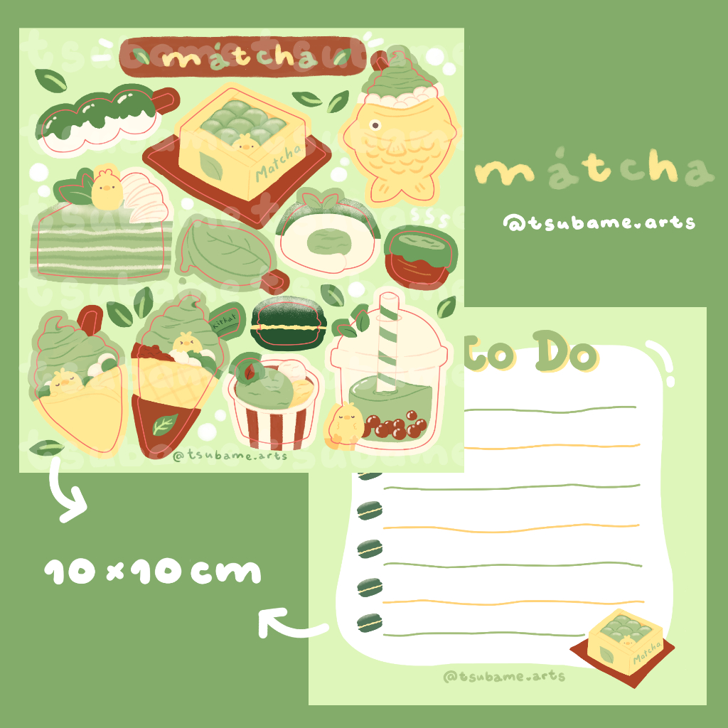 Sticker sheet dễ thương MÁTCHA | TSUBAME.ARTS