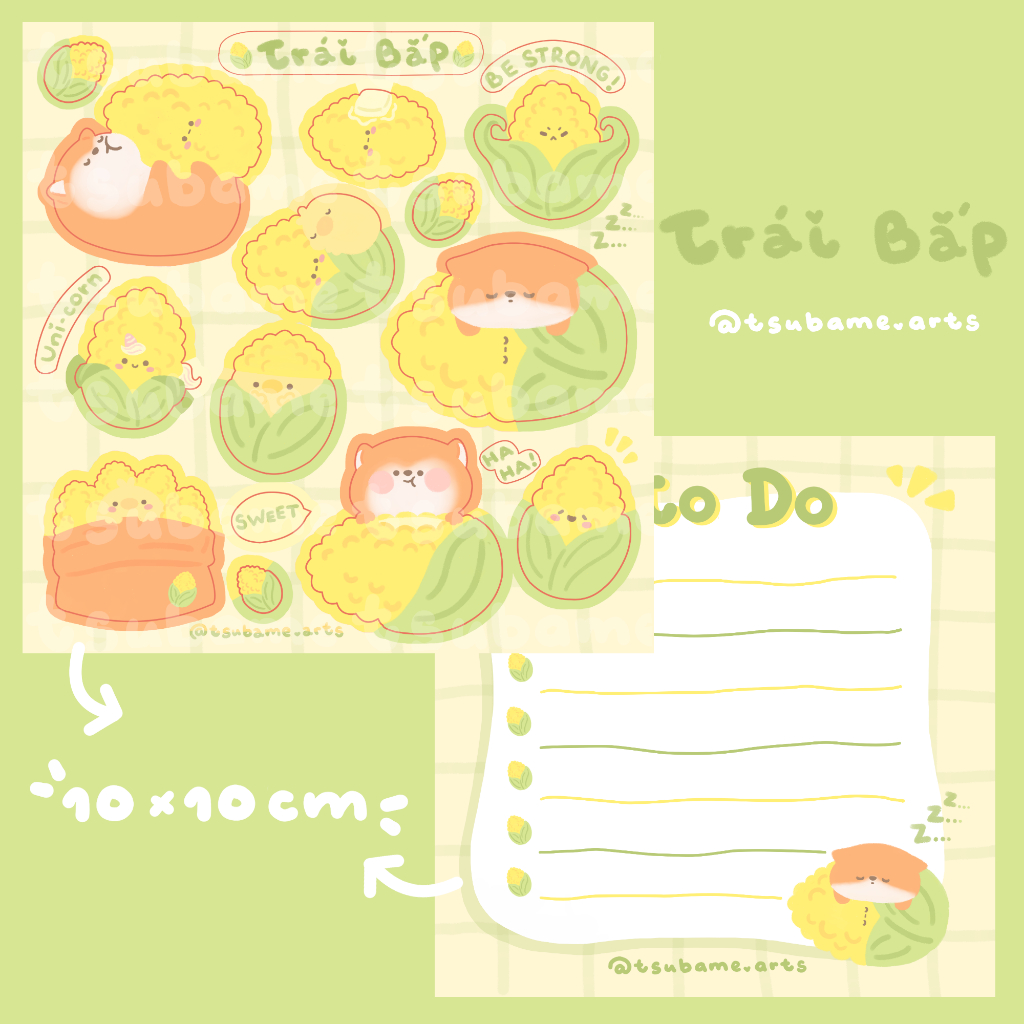 Sticker sheet TRÁI BẮP dễ thương | TSUBAME.ARTS