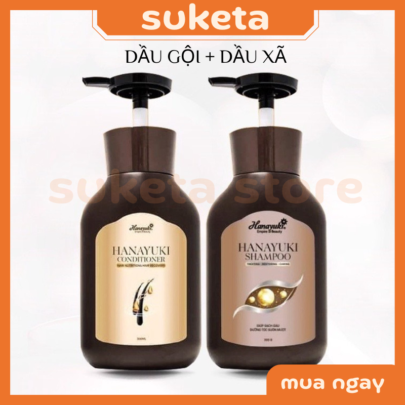 dầu gội đầu xả giảm gàu thảo dược hanayuki combo dầu gội xả kích thích mọc tóc ngăn rụng tóc chăm sóc da đầu khoẻ thơm S