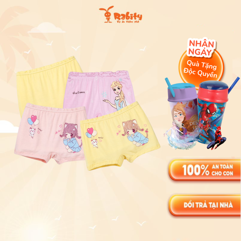 Quần chip đùi trẻ em kháng khuẩn chất liệu modal gỗ sồi nhập khẩu quần lót cao cấp cho bé gái Rabity 5031