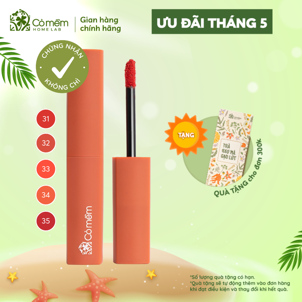 Son Kem Nhung Lì Mượt Không Silicone Cỏ Mềm Màu Đẹp An Toàn Từ Thiên Nhiên 3ml