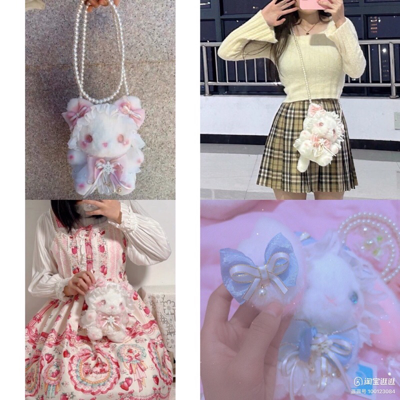 YASAS0165-Túi xách lolita messenger mắt ánh nhũ bông tuyết