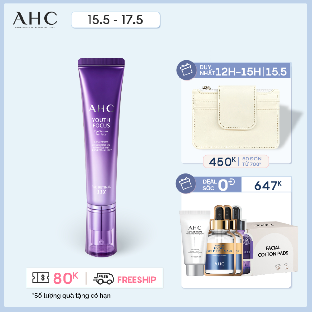 Tinh Chất Chống Lão Hóa 2 Trong 1 Cho Mắt Và Mặt - AHC Youth Focus Eye Serum For Face 30 ml