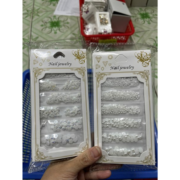 Set Trai nửa trắng / trắng xà cừ, phụ kiện trang trí móng siêu xinh - Sushi nail mi
