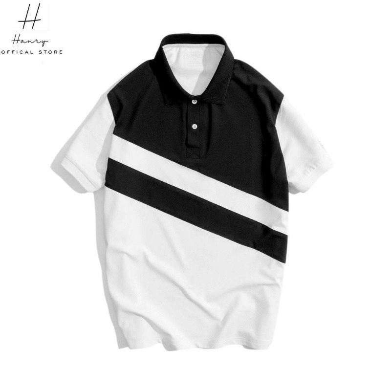 Áo polo chéo,cô bẻ Henry phối màu thời trang độc đáo vs chất vải CVC cá sấu co dãn 4 chiều thoải mãi cho anh em