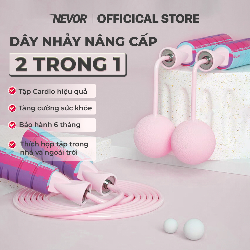 Combo Dây Nhảy Thể Lực 2 Trong 1 Nevor DN02 Hỗ Trợ Tập Luyện, Giảm Cân Tiện Lợi Ngay Tại Nhà.