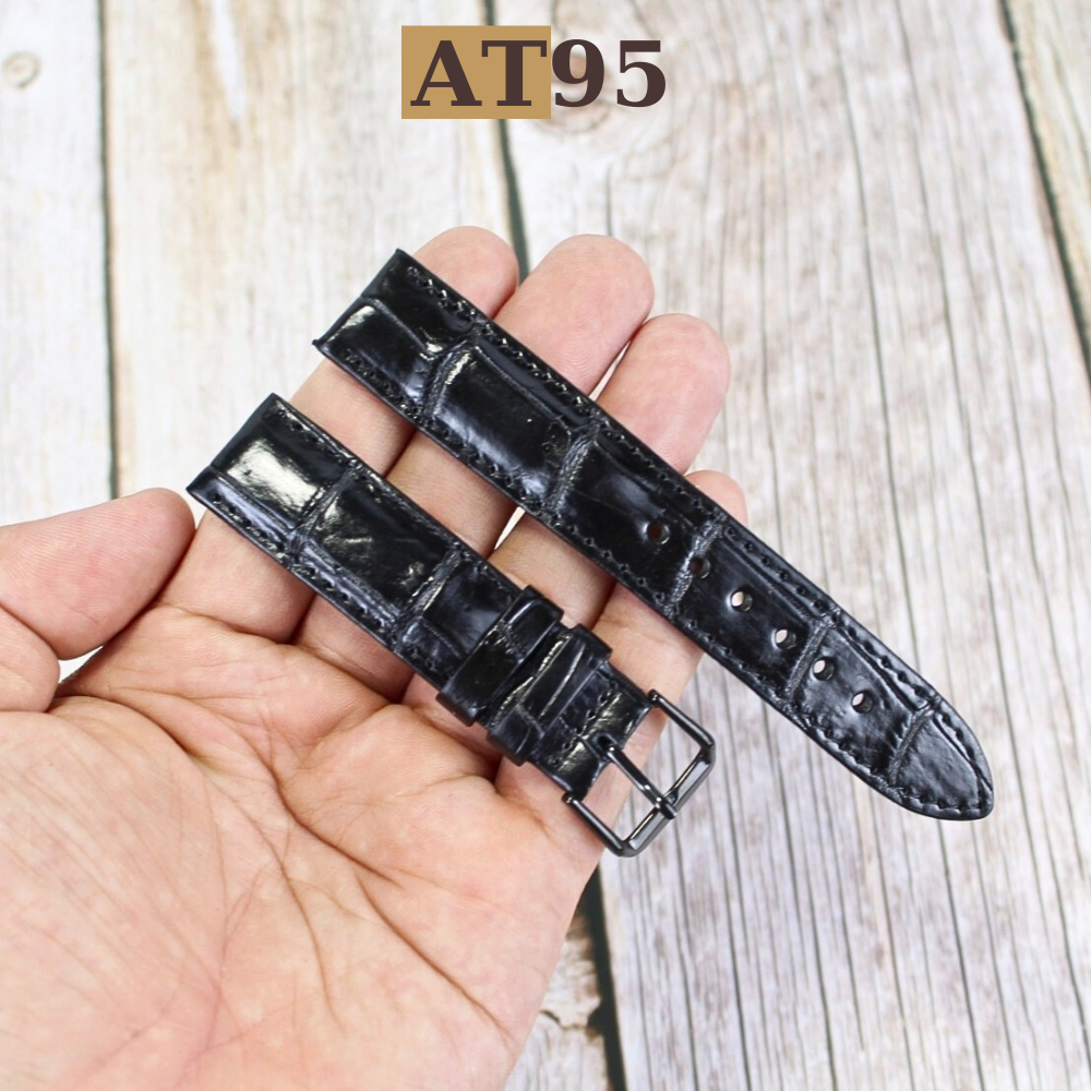 Dây Đồng Hò Cá Sấu vân đốt tre da thật 02 thương hiệu W (tặng Khóa, chốt, tool tháo lắp)