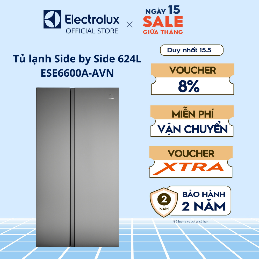 Tủ lạnh Electrolux Inverter UltimateTaste 700 624L ESE6600A-AVN cấp đông nhanh