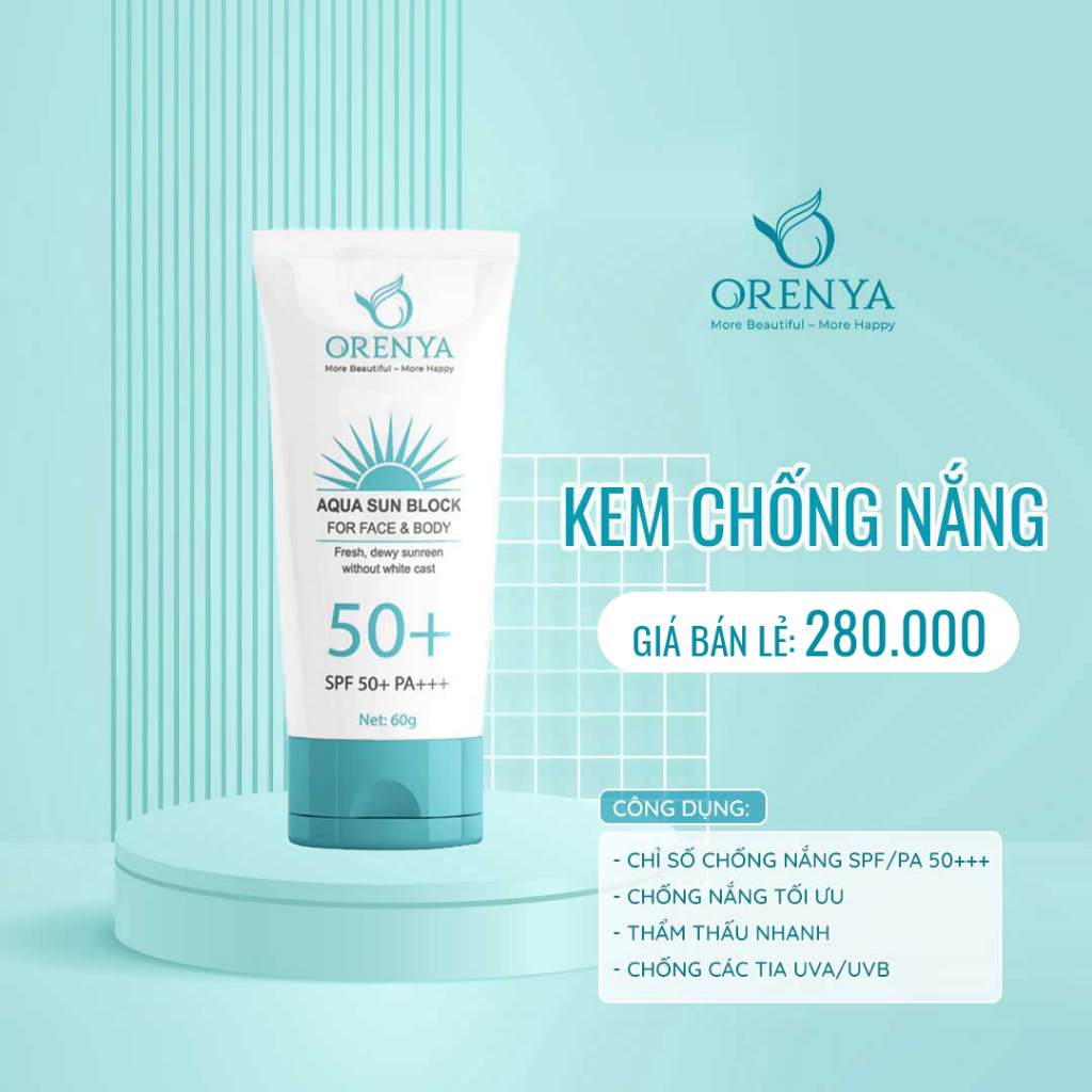 Kem chống nắng sinh học Aqua Sun Block Orenya SPF50+ PA+++ tuýp 60g